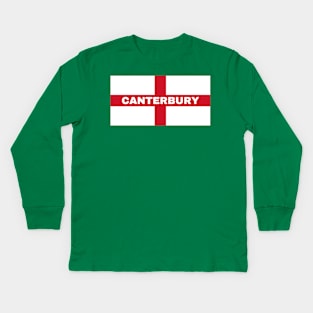 Canterbury City in English Flag Kids Long Sleeve T-Shirt